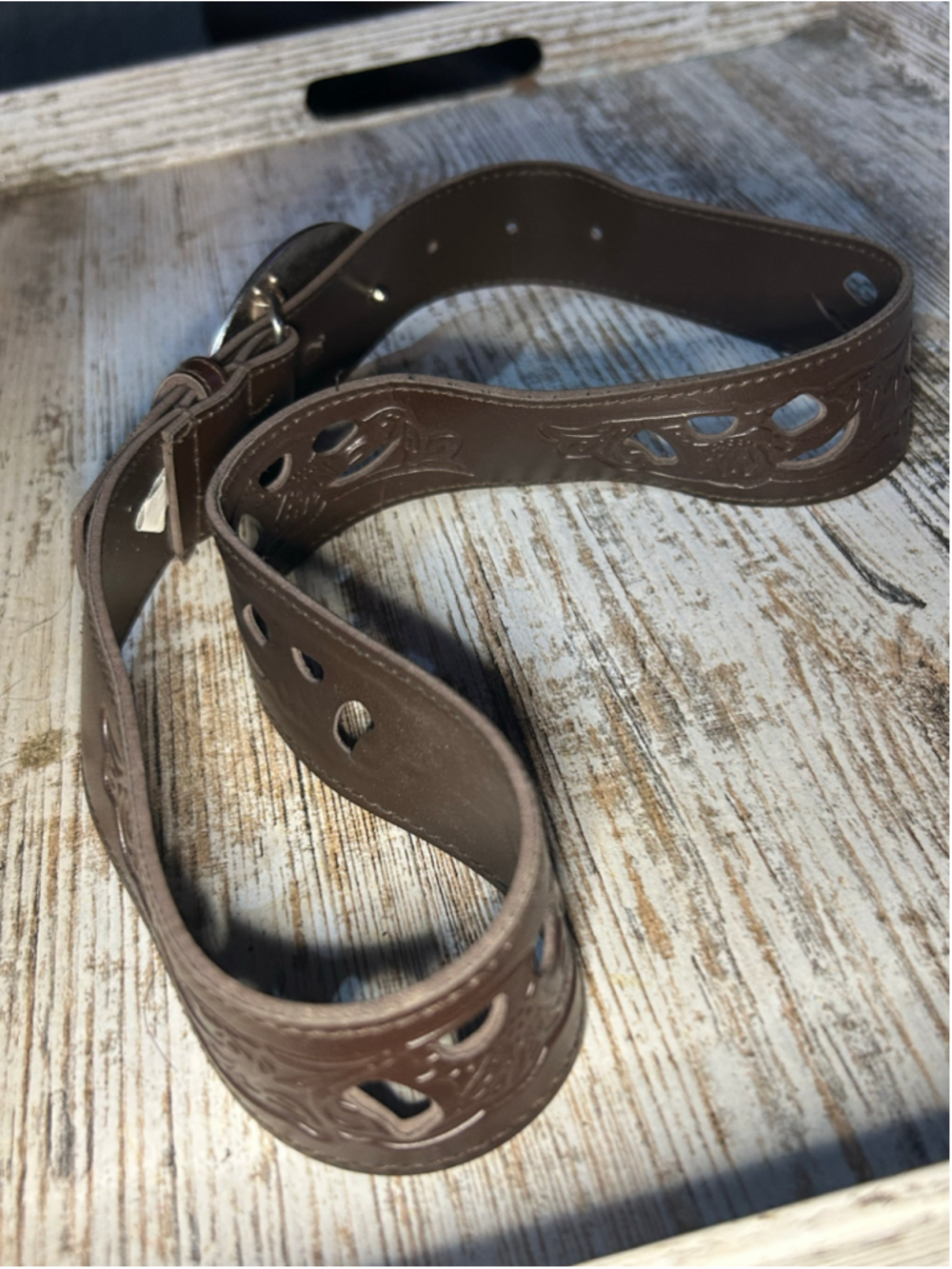 Women's Unbranded Brown Belt with Blue Stone Buckle, One Size - Picture 3 of 4